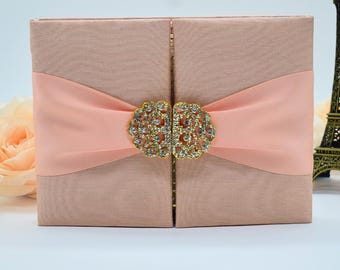 Blush Pink Wedding Invitation: Silk Gate Fold Box Wedding Invitations