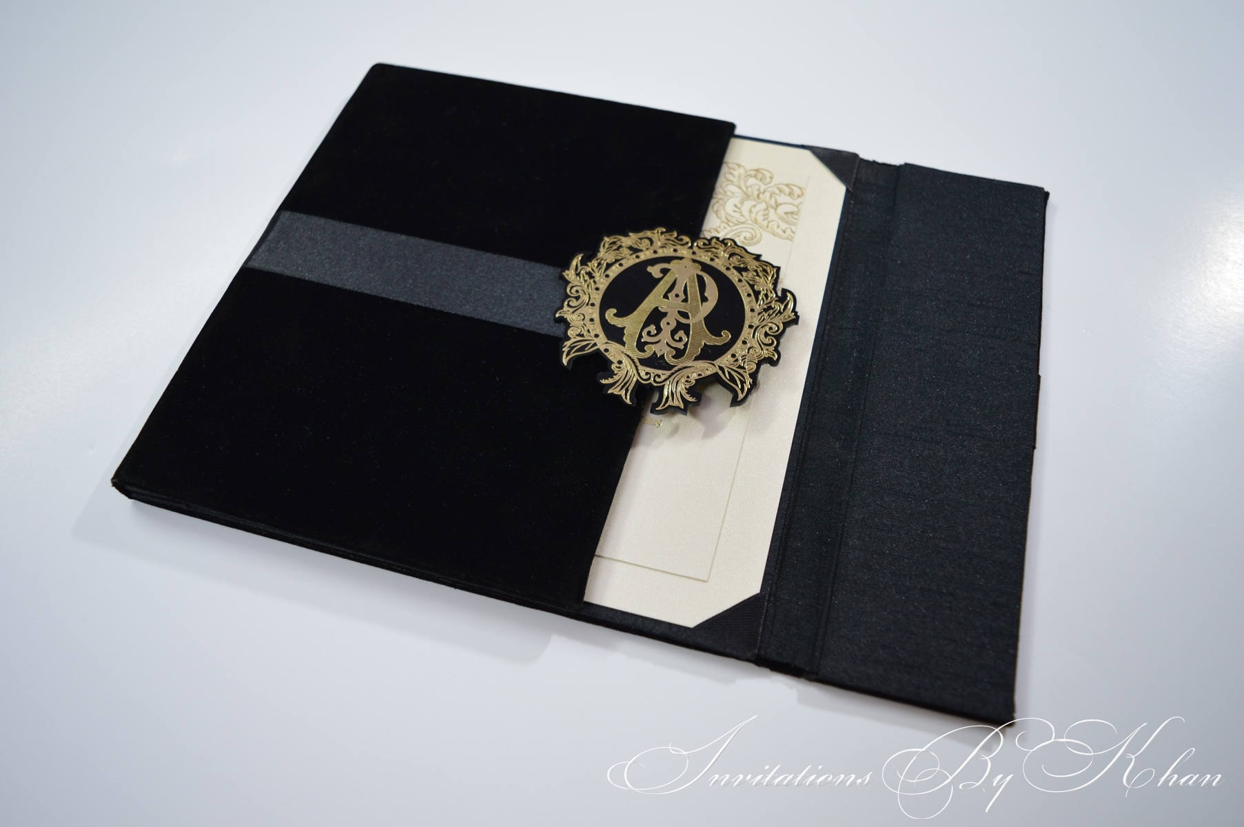 Velvet Wedding Invitation Black Velvet Folio Invitation Etsy