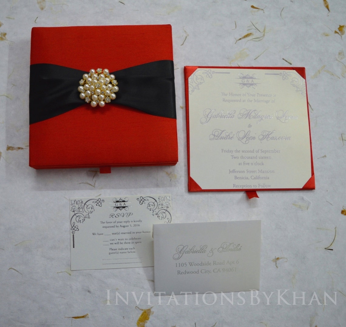 Invitation box wedding invitation silk invitation box boxed Etsy