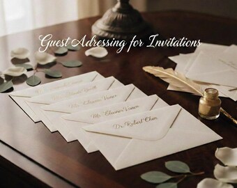 Dirección de invitados y remitente para invitaciones • Sobres de invitación de boda personalizados con nombres de invitados
