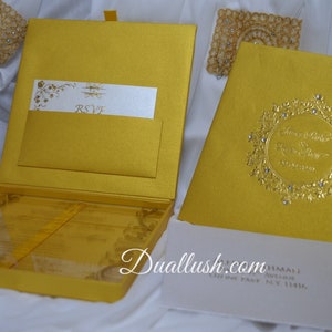 Luxury Acrylic Wedding Invitation Box - Customized Gold Foil Monogram Elegant Invite Box, Custom Acrylic Box, Framed Acrylic Box