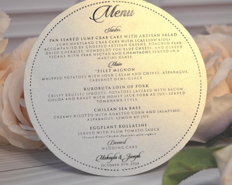 Menú para la cena de ensayo: Menús minimalistas