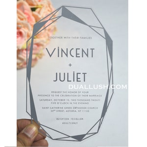 Acrylic Wedding Invitation, Clear Invitation, Acrylic Wedding Card, Mirror Acrylic Invite, Clear Invitation Suite, Unique Invitation