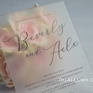 Acrylic Wedding Invitations With Black Font And Shipping Envelope Frosted Acrylic image 7