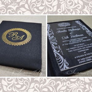Acrylic Wedding Invitations Suite with a Black Silk Wedding Invitation Box