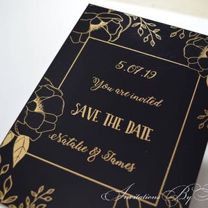 Black Acrylic Save the Date Wedding Invitation: Minimalist Invitations