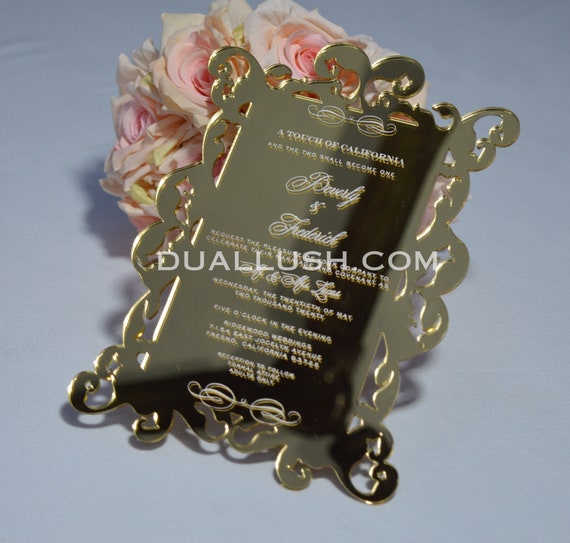 Gold Mirror Acrylic Wedding Invitation - Duallush Designs