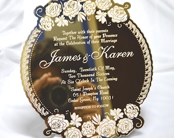 Gold Acrylic Invitation • Laser Cut Wedding Invitation Suite