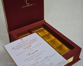 Gold Silk Box Wedding Invitation, Silk Box Invitation, Wedding Invitation Box, Boxed Invitation, Luxury Invitation Box