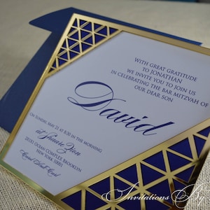 Bar Mitzvah Invitation with Acrylic Laser Cut Art Deco Gatsby Theme Design