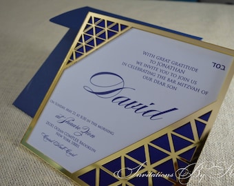 Art Deco Acrylic Bar Mitzvah Invitation