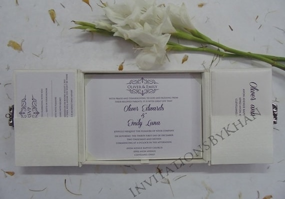 Ivory & White Floral Boxed Wedding Invitations