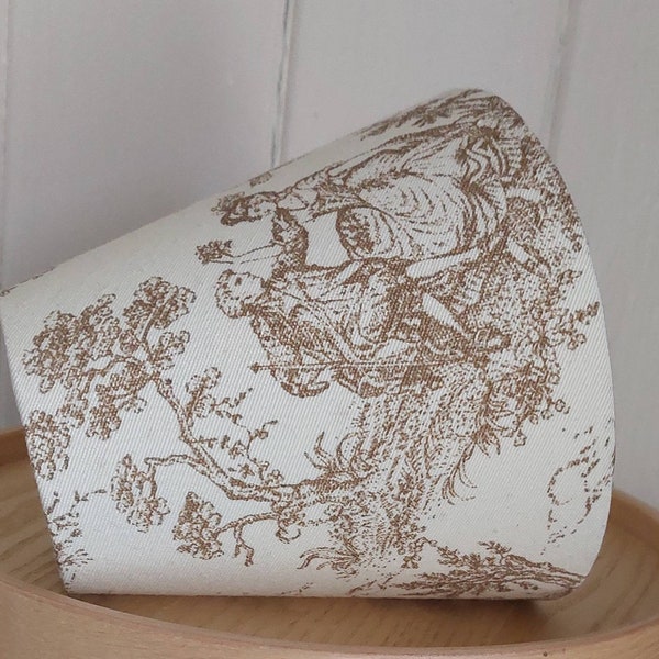 French Toile Rustic Brown Countryside Candle Clip Lampshade / Chandlelier / Wall Lights