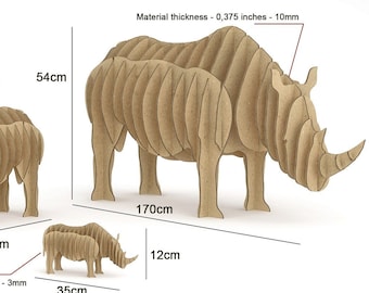 RHINO DESK Template cut file projects laser machine sculptur rhinoceros patterns sliced puzzle nature zoo wood diy plans dxf ai svg