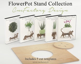 Animal Flower Pot Stand Templates: CNC Laser Cut Files (Digital Download)