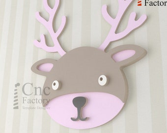 DEER HEAD - Template cutting file for Small Deer Trophy Head - Laser Cutting Vector Project - Instant Download - Animal - Zoo - wood