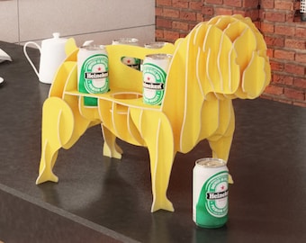 Bulldog Beer Caddy Template: Laser Cut Dog Storage Stand (Digital Download)
