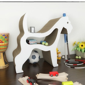 ESTANTE FOX TERRIER - plano de modelo arquivo de corte a laser - capa para caixa de areia, armário para caixa de areia para cães, estante, estantes, armazenamento de brinquedos