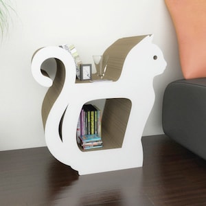 Modèle de bibliothèque Cat - Meubles 3D en bois pour animaux de compagnie pour projets de découpe laser et CNC