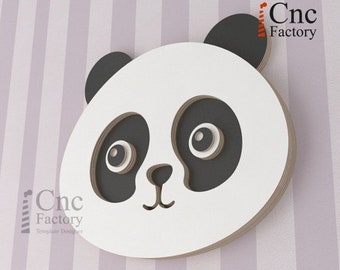 Panda Head Wall Decor, Diy Jungle-Themed Trophy For Laser Cnc Cutting