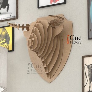 BULL HEAD - Proyecto láser para la decoración moderna del hogar - Planes de corte de enrutadores - Rompecabezas de madera o cartón