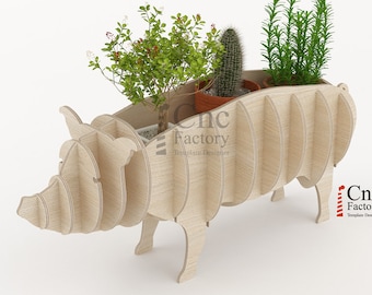 Pig Desk Organizer: CNC Vector Plan, 3D Puzzle (Digital Download)