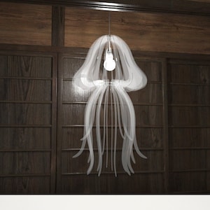 Lamp Jellyfish Pelagia cutting file Lamp pendant light, wood lamp, pendant lighting, floor lamp, ceiling, Lighting Fixture, Chandelier zdjęcie 1