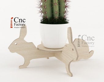 Plantilla de maceta de conejo: maceta de madera personalizable para jardín y uso interior: corte láser y CNC