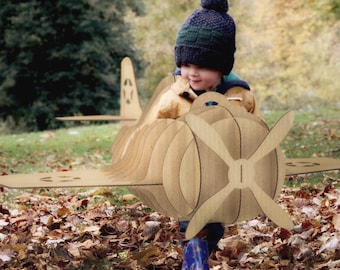 FLUGZEUG KOSTÜM - Schablone Schneidedatei - Flugzeugregale und Kostüm - Laser und CNC Fräser Schneidepläne, Spielzeug, Papppapppuzzle