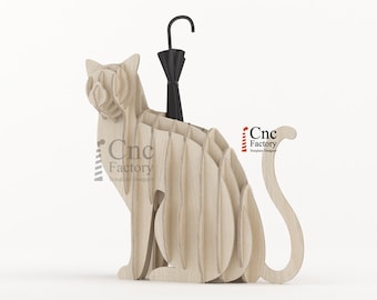 CAT HOLDER - Cat Vector Plan para almacenamiento - Soporte para lápiz de pie - Soporte para teléfono de escritorio - Cat Sliced Puzzle para CNC