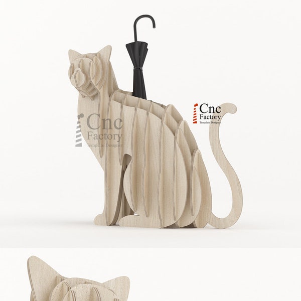 CAT HOLDER - Cat Vector Plan for storage - Stand Pencil Holder - Desk Phone Holder - Cat Sliced Puzzle for CNC