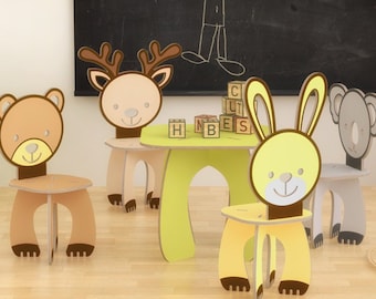 Kids Table & Animal Chairs CNC Template: Laser Cut Files (Digital Download)