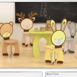 KINDERTISCH und Tiere STÜHLE Set - CNC Schablone Schneidedatei - Holztisch - aninimals Stuhl - Laser cut - Schneiden - Schablone Pflanzen