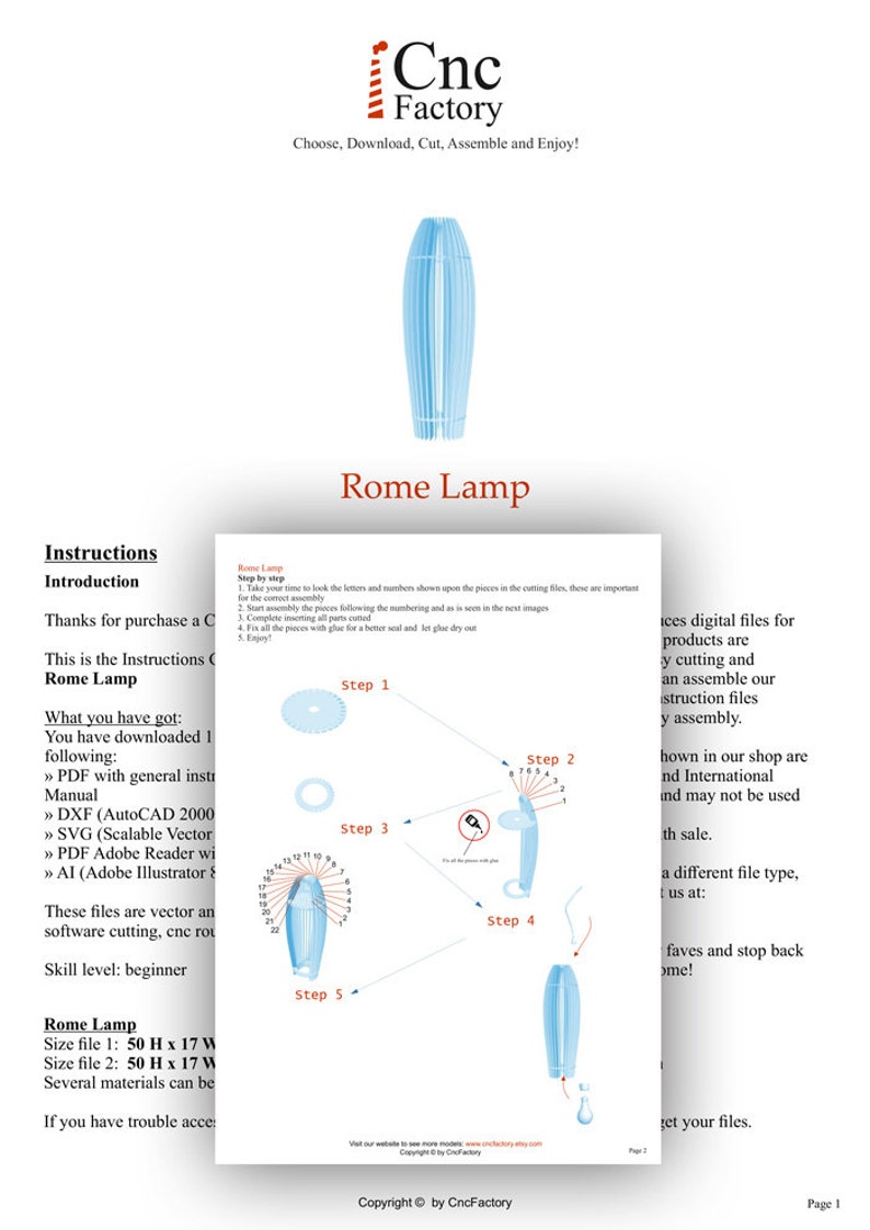 ROME LAMP template Cnc cutting file Lamp cnc cut file for laser machine dxf cad sgv ai pdf vector drawing cuttable, router, laser tag image 4