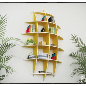 SEGEL BÜCHERREGAL - CNC Schablone Schneidedatei - 3d Modell Schwebende Regale, Hängendes Bücherregal, Bücherregal, Wandregal, Wohnzimmer