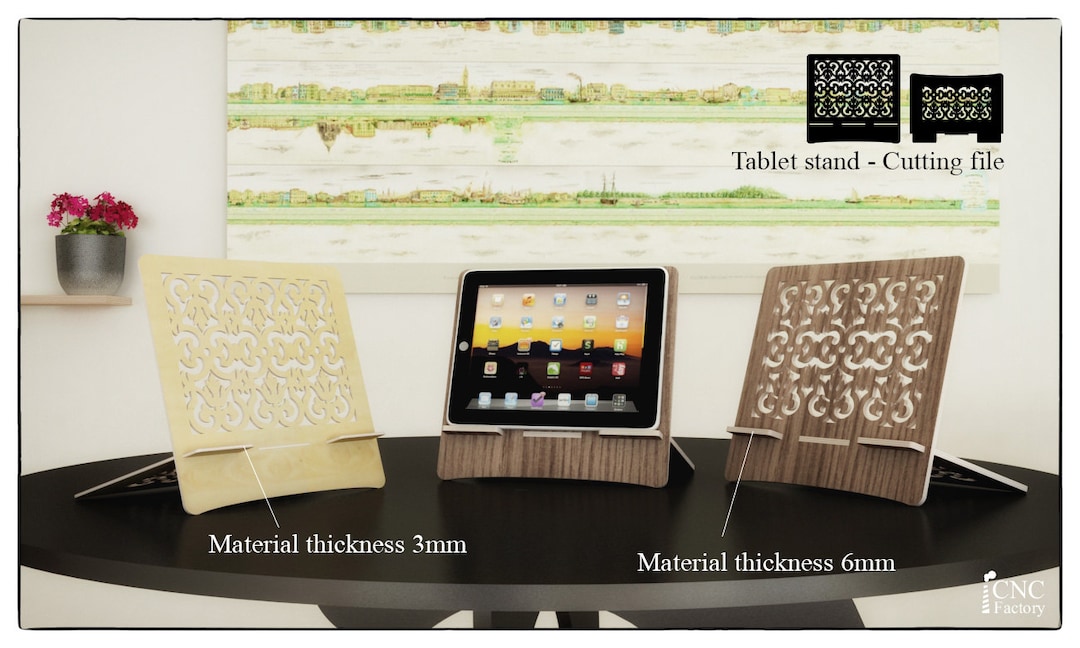 TABLET STAND Laser Cutting Template Plans Wooden iPad Stand Wood Tablet
