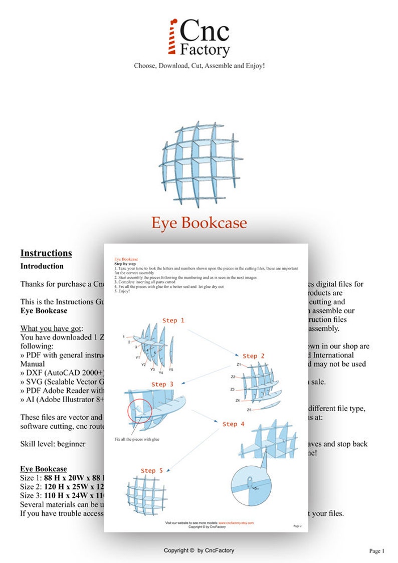 EYE BOOKCASE Project files for Floating bookshelf Design for Makers Round Bookcase Cnc Wood Cutting dxf plans image 3