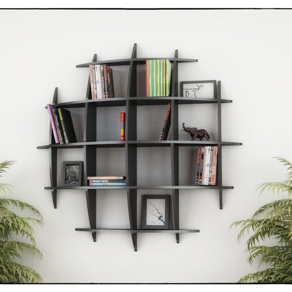 EYE BOOKCASE - Cnc plans template cutting file - Sliced 3d Model Floating Shelves, Hanging Bookshelf, Bookshelves, Wall Shelf,  Living Room