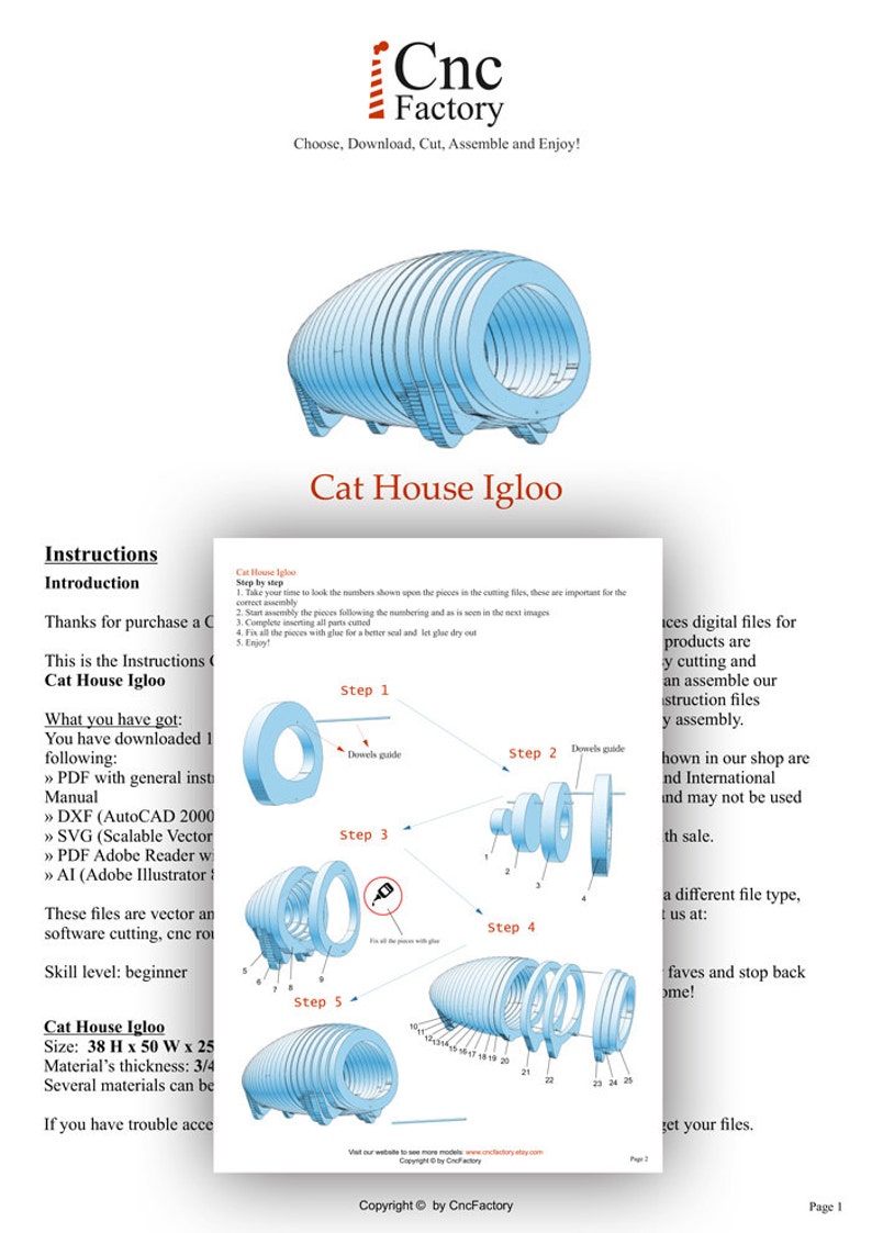 CAT HOUSE IGLOO template cutting file Sliced 3d Model Cat Litter Box Cover, Cat House, Cat Litter Box Cabinet, Pet House image 2