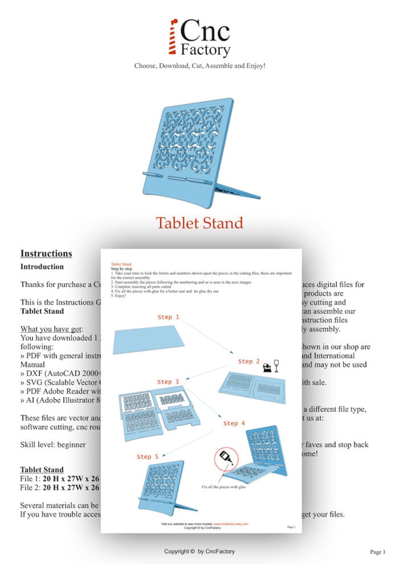 TABLET STAND Laser Cutting Template Plans Wooden Ipad Etsy