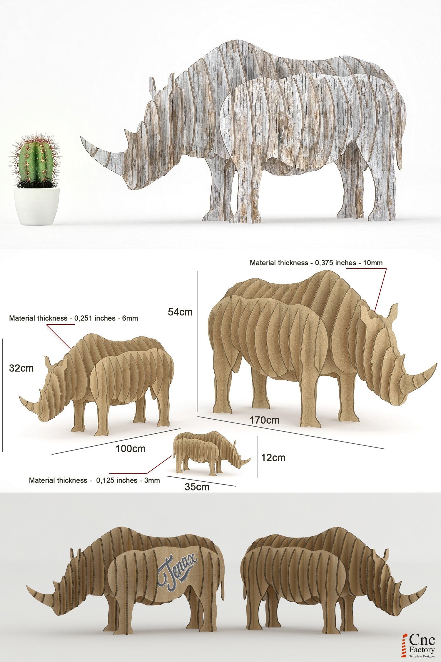RHINO DESK Template Cut File Projects Laser Machine Sculptur Etsy UK