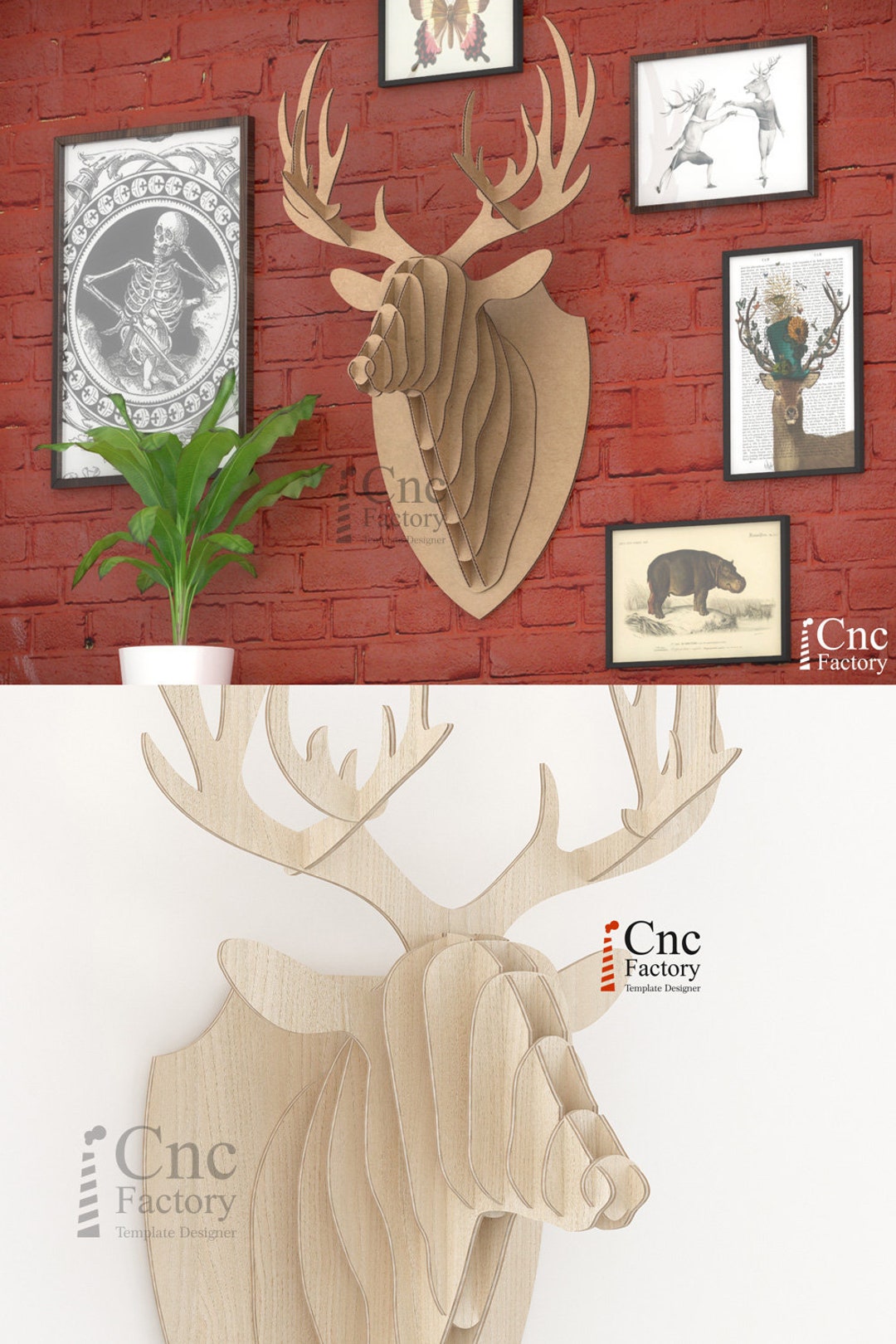 DEER HEAD Puzzle 3D Wall Decor Faux Deer Plans for Cutting Etsy