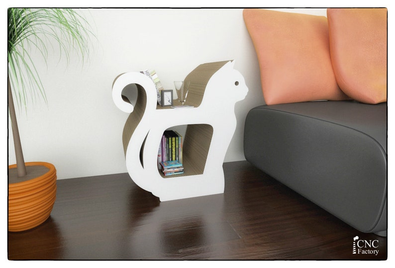 CAT BOOKCASE template cutting file Sliced 3d Model Cat Etsy