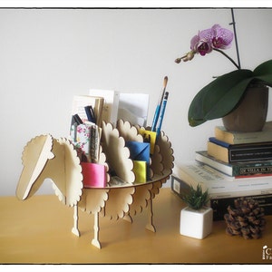 Tranches de mouton étagère Bureau - Laser modèle coupe file en carton - modèle - modèle animal - Interior design étagère presse papier Bureau 3d