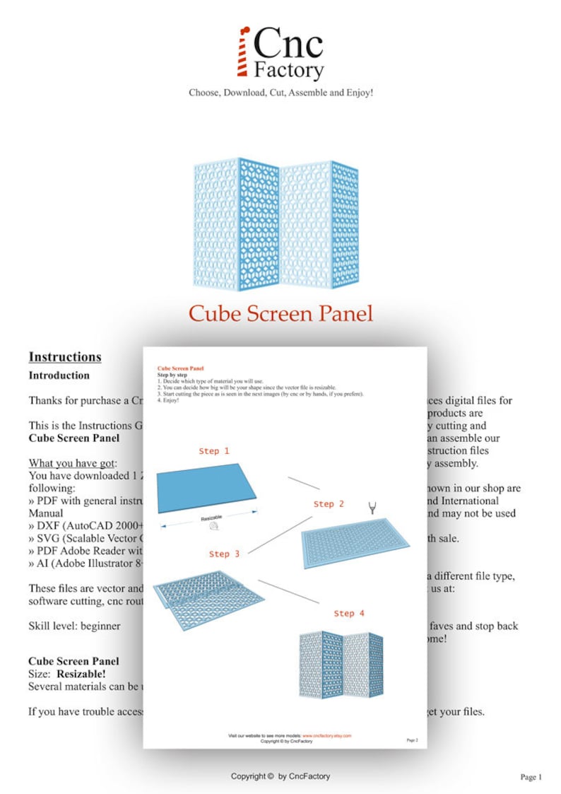 Cube Screen Panel Template - Modern Room Divider Design for Laser & CNC ...