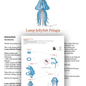 Lamp Jellyfish Pelagia cutting file Lamp pendant light, wood lamp, pendant lighting, floor lamp, ceiling, Lighting Fixture, Chandelier zdjęcie 2