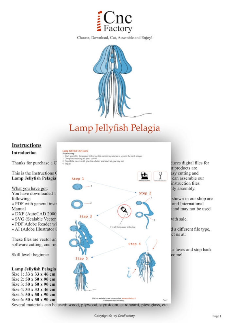 Lamp Jellyfish Pelagia cutting file Lamp pendant light, wood lamp, pendant lighting, floor lamp, ceiling, Lighting Fixture, Chandelier image 2