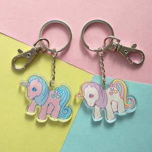 My LITTLE PONY KEYCHAIN - my pastel pony keyring white rainbow pink blue charm acrylic keyring