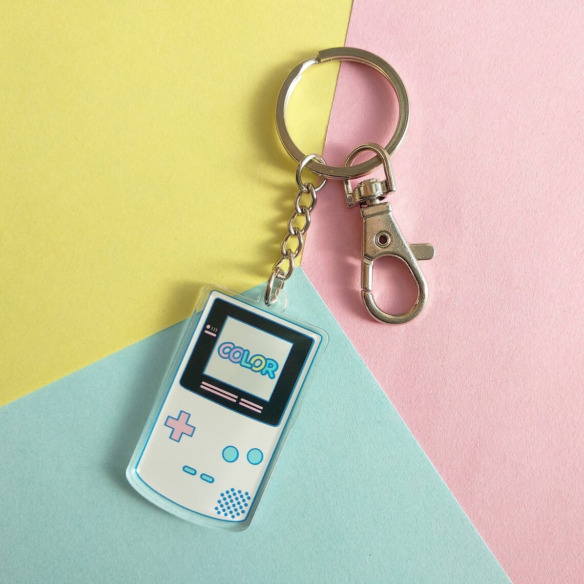 My Pastel GAMEBOY KEYCHAIN Teal White Acrylic Keyring Charm Etsy