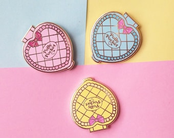 POLLY POCKET heart hard enamel PIN - toys pins polly pocket 90s bow glitter pin blue yellow or 3 pack